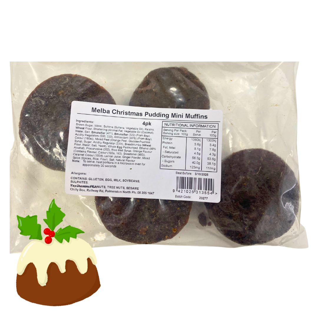 Melba Christmas Pudding Mini Muffins 4pk