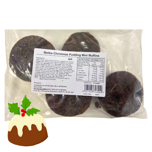 Melba Christmas Pudding Mini Muffins 4pk