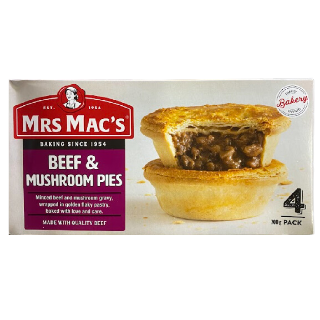 Mrs Mac's Beef & Mushroom Pie 4pk