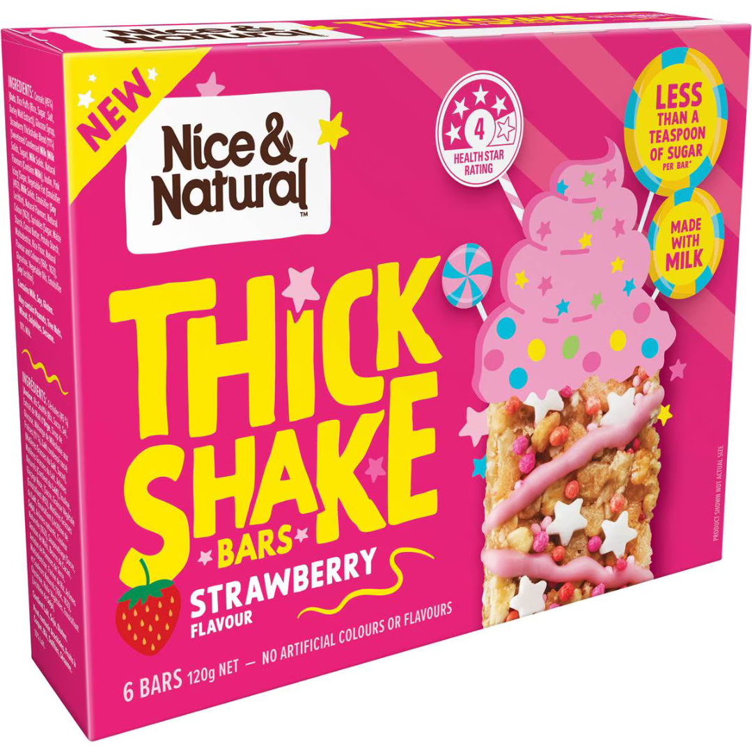 Nice & Natural Thick Shake Bars Strawberry Flavour 6pk