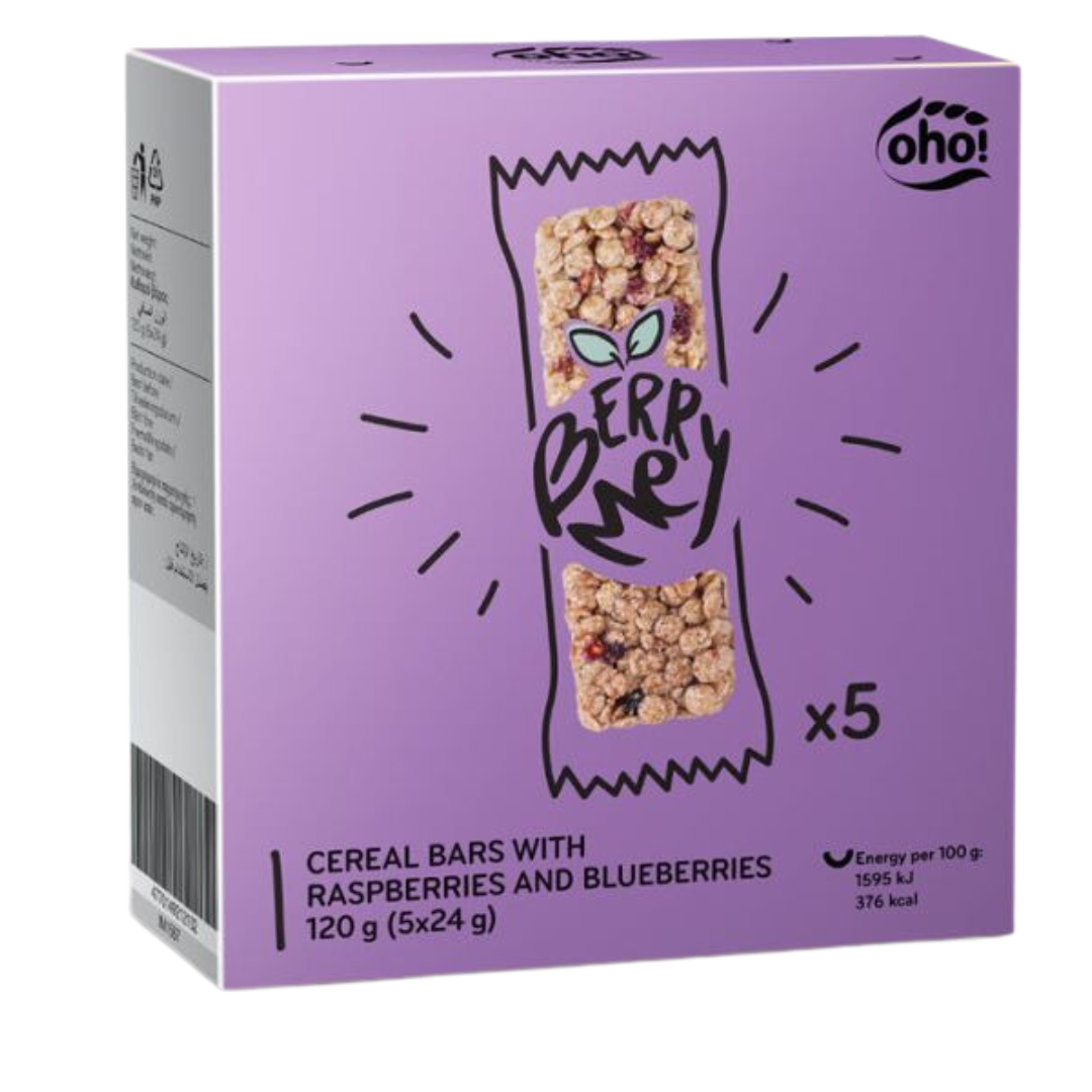 OHO! Berry Me Cereal Bars with Raspberries and Blueberries 5pk