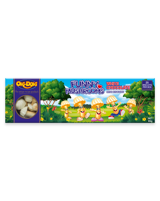 Oki Doki White Choc Mushrooms 85g