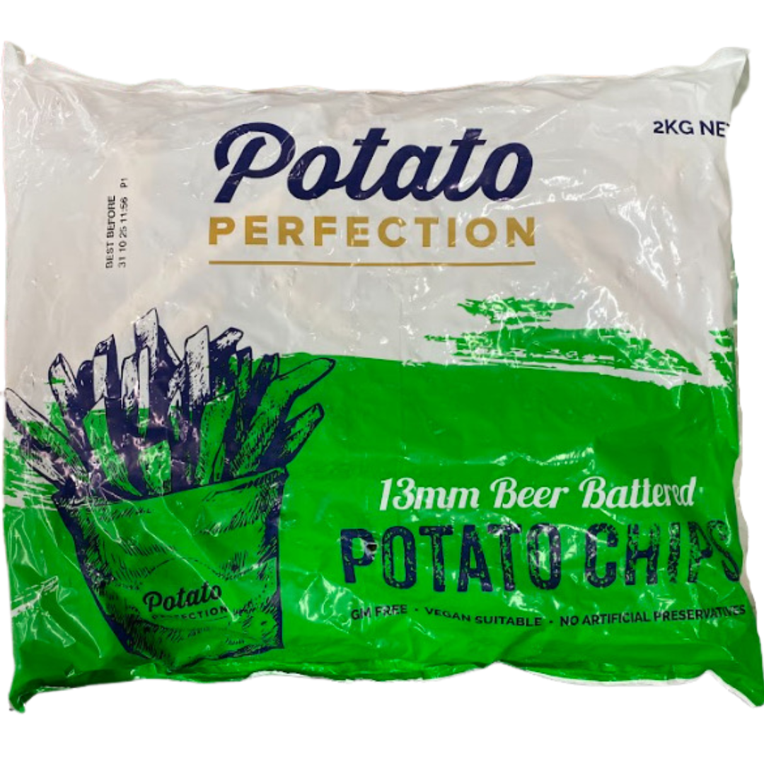 Potato Perfection 13mm Beer Battered Potato Chips 2kg