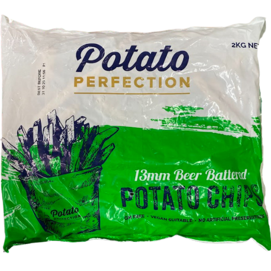 Potato Perfection 13mm Beer Battered Potato Chips 2kg