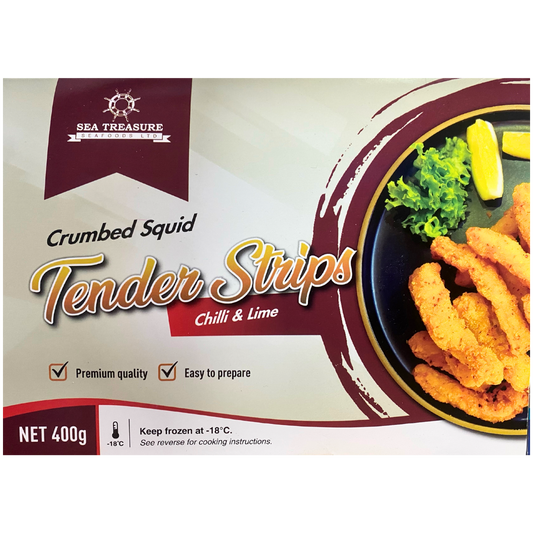 Sea Treasure Crumbed Squid Tender Strips Chilli & Lime 400g