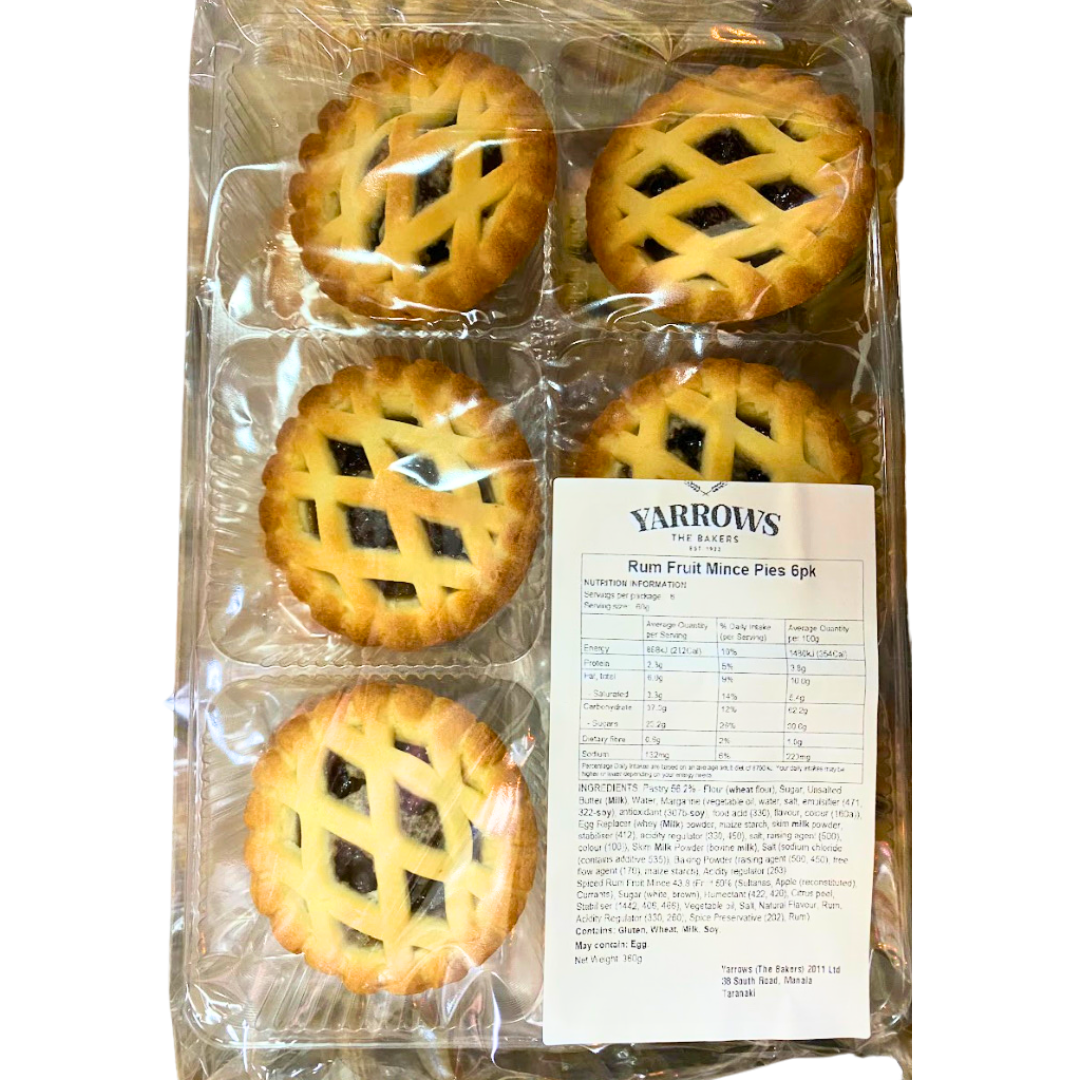 Yarrows Rum Fruit Mince Pies 6pk